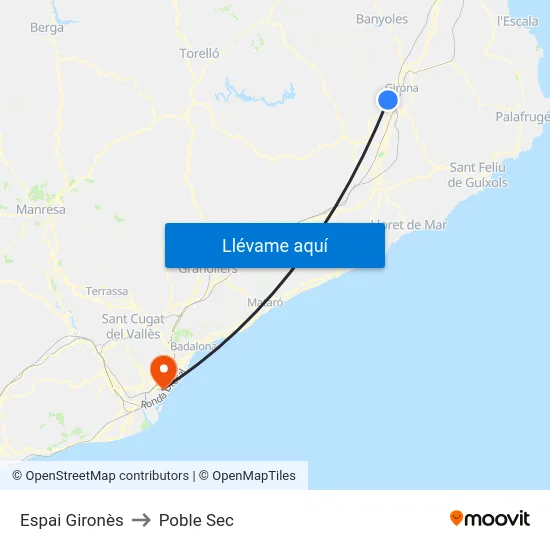 Espai Gironès to Poble Sec map