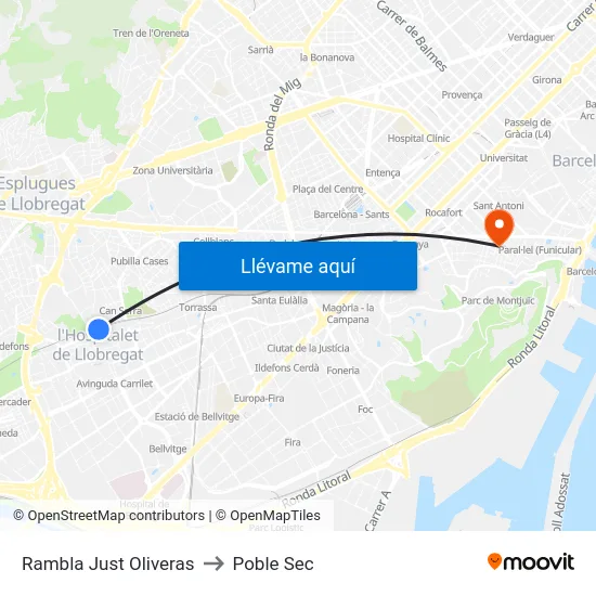 Rambla Just Oliveras to Poble Sec map