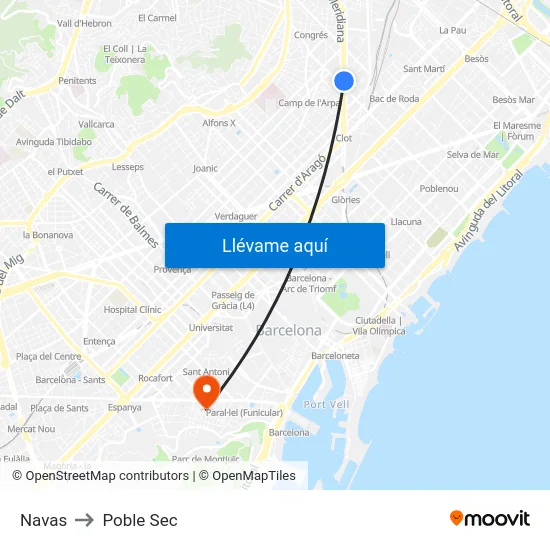 Navas to Poble Sec map