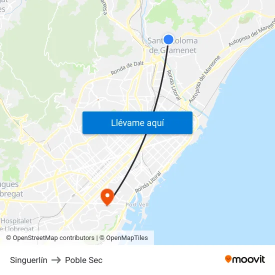 Singuerlín to Poble Sec map