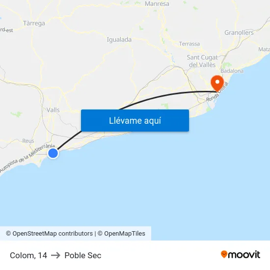 Colom, 14 to Poble Sec map