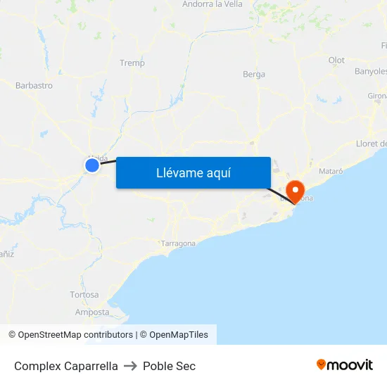 Complex Caparrella to Poble Sec map