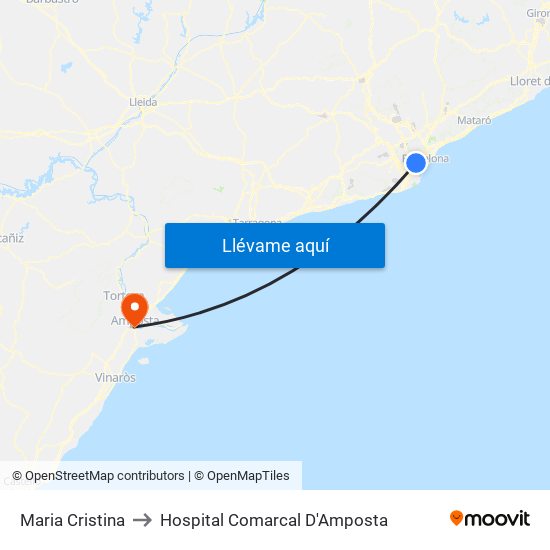 Maria Cristina to Hospital Comarcal D'Amposta map