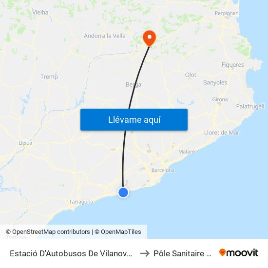 Estació D'Autobusos De Vilanova I La Geltrú to Pôle Sanitaire Cerdan map