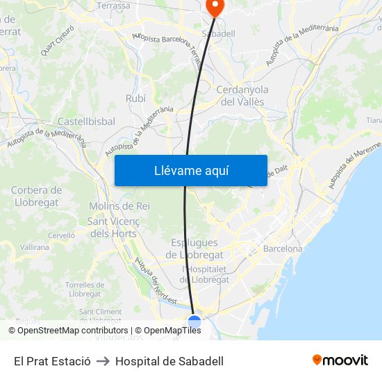 El Prat Estació to Hospital de Sabadell map