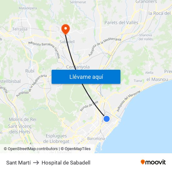 Sant Martí to Hospital de Sabadell map