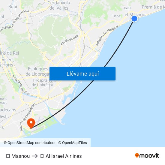 El Masnou to El Al Israel Airlines map