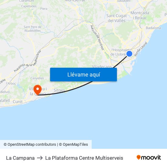 La Campana to La Plataforma Centre Multiserveis map
