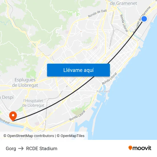 Gorg to RCDE Stadium map