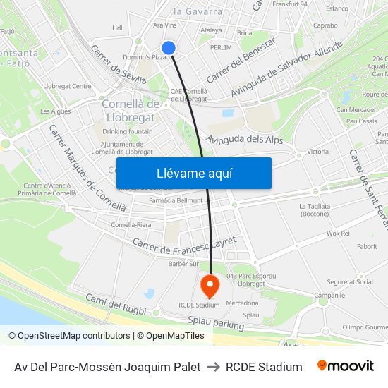 Av Del Parc-Mossèn Joaquim Palet to RCDE Stadium map