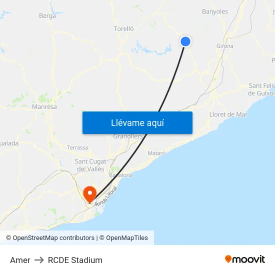Amer to RCDE Stadium map