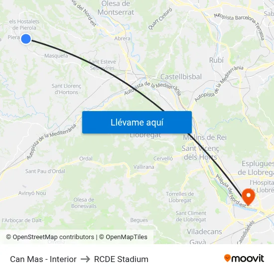 Can Mas - Interior to RCDE Stadium map