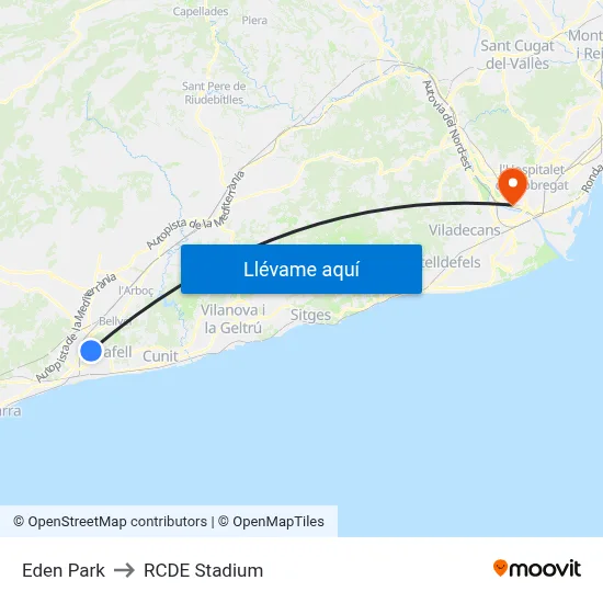 Eden Park to RCDE Stadium map