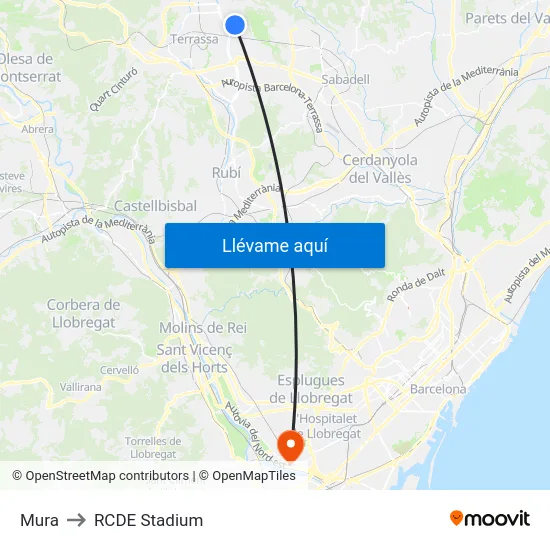 Mura to RCDE Stadium map
