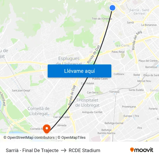 Sarrià - Final De Trajecte to RCDE Stadium map