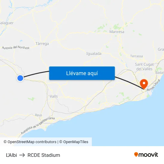 L'Albi to RCDE Stadium map