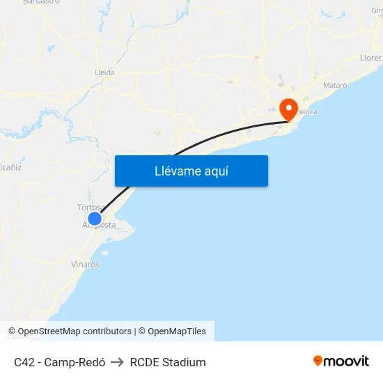 C42 - Camp-Redó to RCDE Stadium map