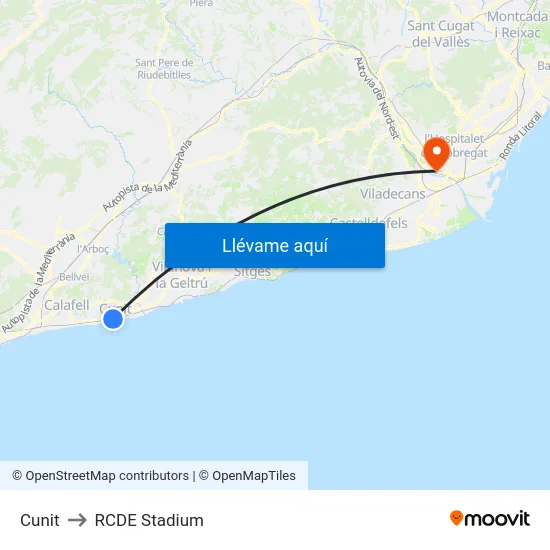 Cunit to RCDE Stadium map