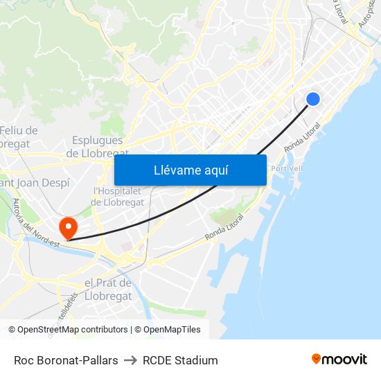 Roc Boronat-Pallars to RCDE Stadium map