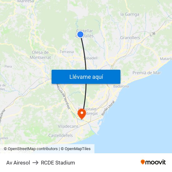 Av Airesol to RCDE Stadium map