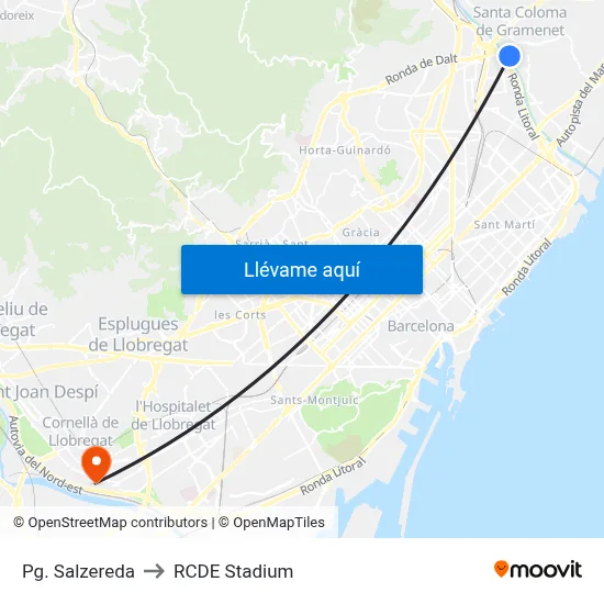 Pg. Salzereda to RCDE Stadium map