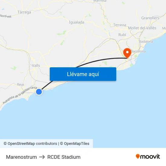 Marenostrum to RCDE Stadium map