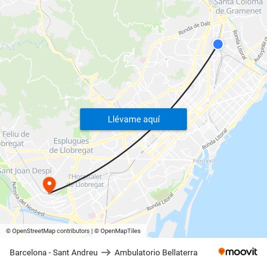 Barcelona - Sant Andreu to Ambulatorio Bellaterra map