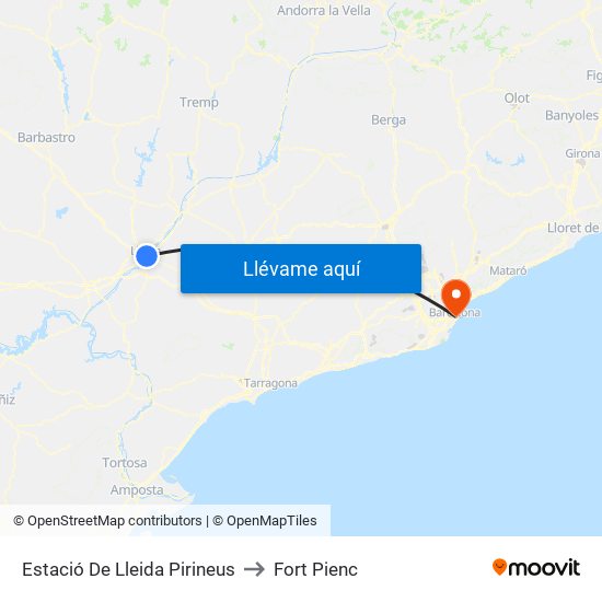 Estació De Lleida Pirineus to Fort Pienc map