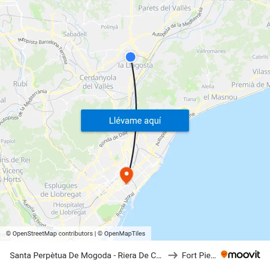 Santa Perpètua De Mogoda - Riera De Caldes to Fort Pienc map