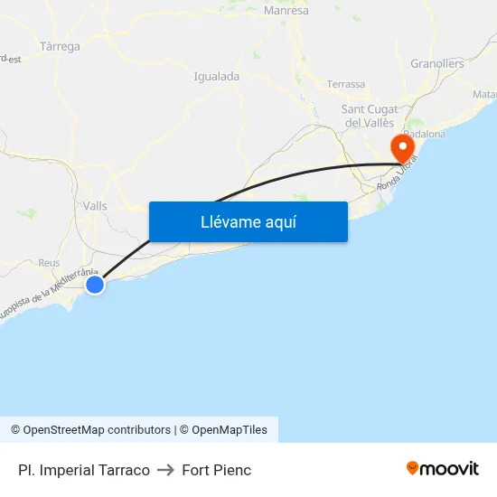 Pl. Imperial Tarraco to Fort Pienc map