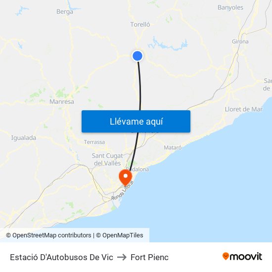 Estació D'Autobusos De Vic to Fort Pienc map