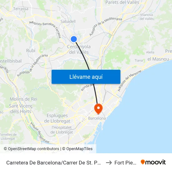 Carretera De Barcelona/Carrer De St. Pere to Fort Pienc map
