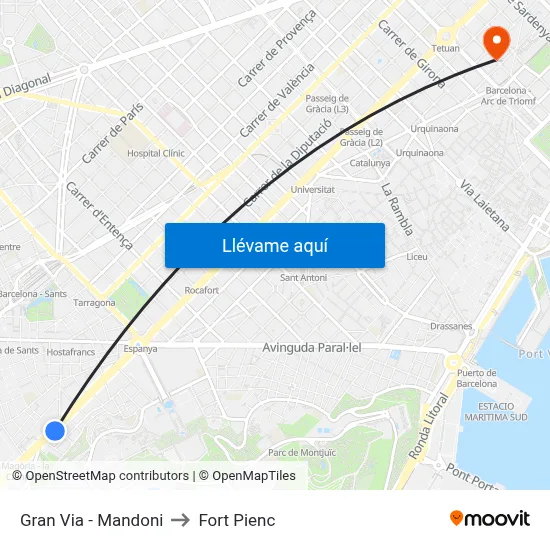 Gran Via - Mandoni to Fort Pienc map