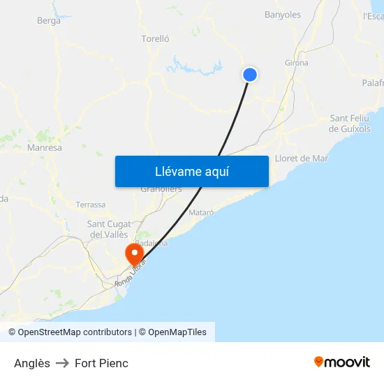 Anglès to Fort Pienc map