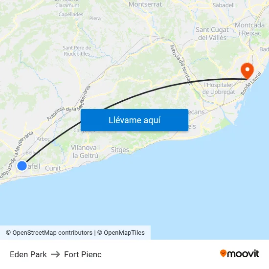 Eden Park to Fort Pienc map