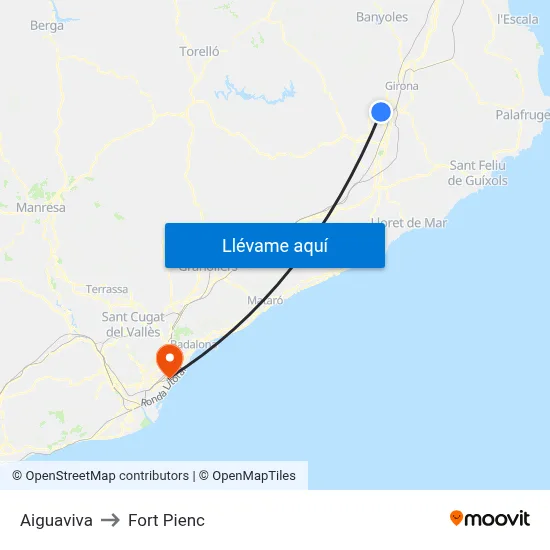 Aiguaviva to Fort Pienc map