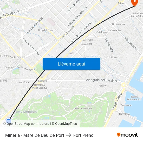 Mineria - Mare De Déu De Port to Fort Pienc map