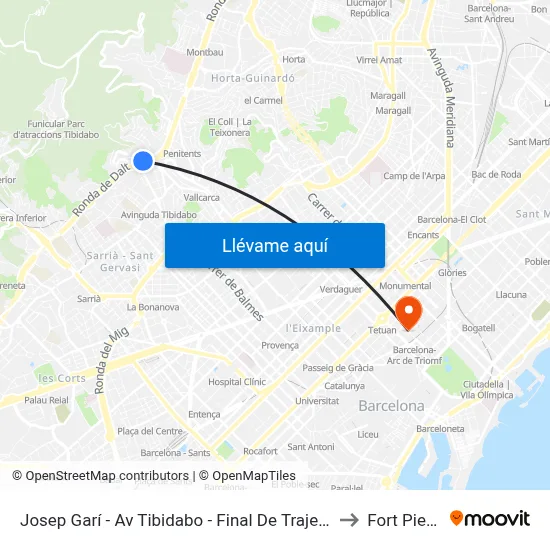 Josep Garí - Av Tibidabo - Final De Trajecte to Fort Pienc map