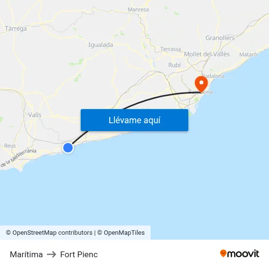 Marítima to Fort Pienc map