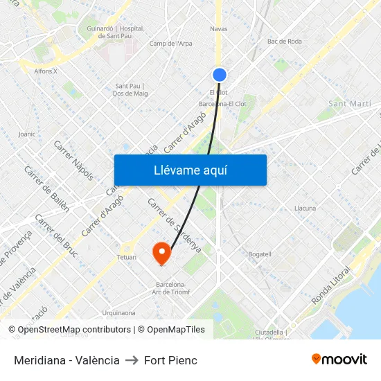 Meridiana - València to Fort Pienc map