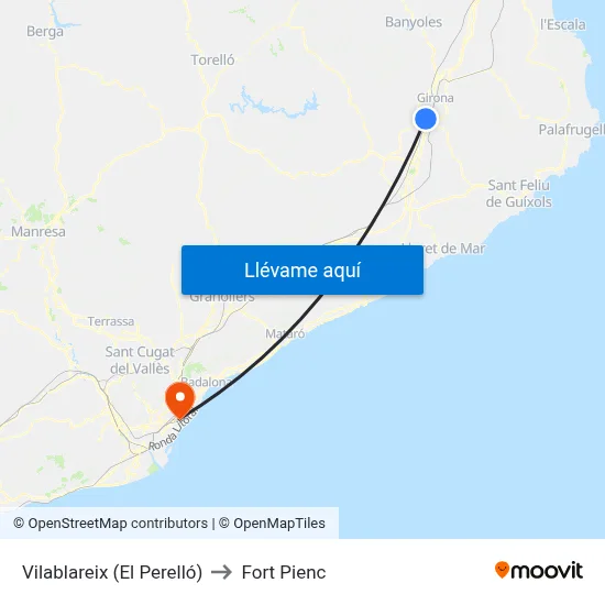Vilablareix (El Perelló) to Fort Pienc map