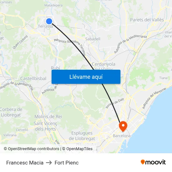Francesc Macia to Fort Pienc map