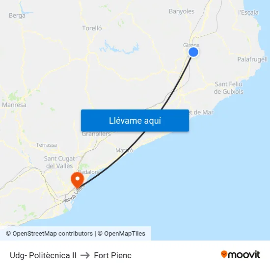 Udg- Politècnica II to Fort Pienc map