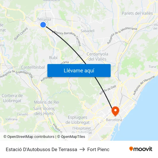 Estació D'Autobusos De Terrassa to Fort Pienc map