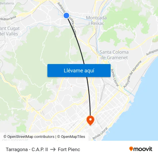 C.A.P. Cerdanyola-Ripollet to Fort Pienc map