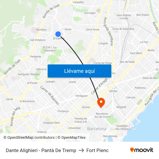Dante Alighieri - Pantà De Tremp to Fort Pienc map