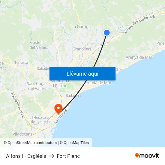 Alfons I - Església to Fort Pienc map