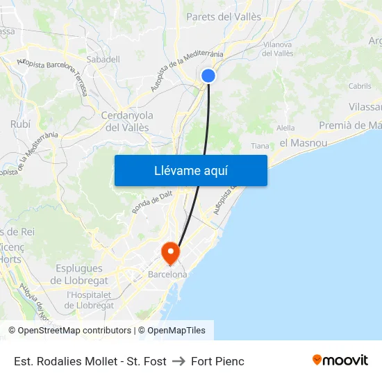 Est. Rodalies Mollet - St. Fost to Fort Pienc map