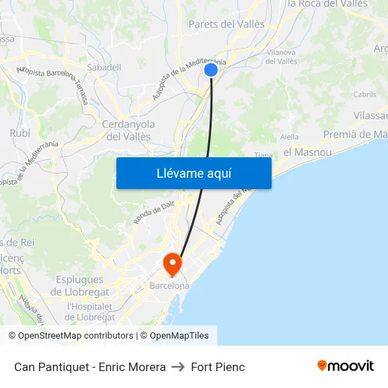 Can Pantiquet - Enric Morera to Fort Pienc map