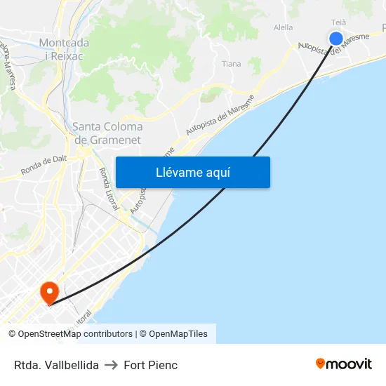 Rtda. Vallbellida to Fort Pienc map